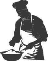 AI generated Silhouette baker in action full body black color only vector