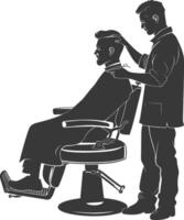 AI generated Silhouette Barber in action full body black color only vector