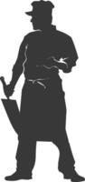 AI generated Silhouette butcher in action full body black color only vector