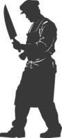 AI generated Silhouette butcher in action full body black color only vector