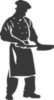 AI generated Silhouette butcher in action full body black color only vector