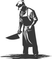 AI generated Silhouette butcher in action full body black color only vector