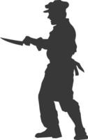 AI generated Silhouette butcher in action full body black color only vector