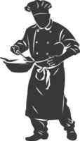 AI generated Silhouette baker in action full body black color only vector