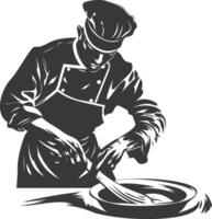 AI generated Silhouette baker in action full body black color only vector