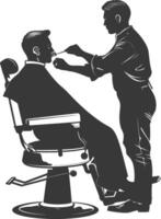 AI generated Silhouette Barber in action full body black color only vector