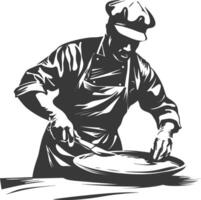 AI generated Silhouette baker in action full body black color only vector