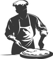 AI generated Silhouette baker in action full body black color only vector