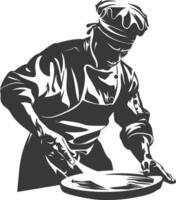 AI generated Silhouette baker in action full body black color only vector