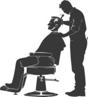 AI generated Silhouette Barber in action full body black color only vector