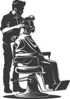 AI generated Silhouette Barber in action full body black color only vector