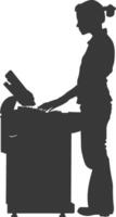 AI generated Silhouette Cashier in action full body black color only vector