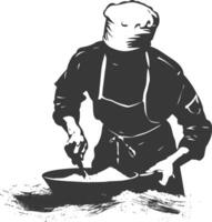 AI generated Silhouette baker in action full body black color only vector