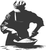 AI generated Silhouette baker in action full body black color only vector