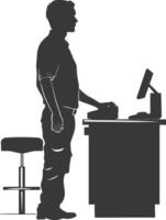 AI generated Silhouette Cashier in action full body black color only vector