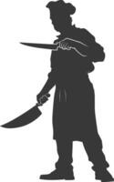 AI generated Silhouette butcher in action full body black color only vector