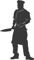 AI generated Silhouette butcher in action full body black color only vector