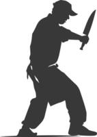 AI generated Silhouette butcher in action full body black color only vector