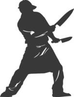 AI generated Silhouette butcher in action full body black color only vector