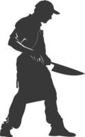 AI generated Silhouette butcher in action full body black color only vector