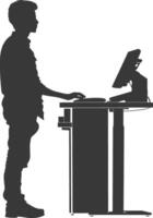 AI generated Silhouette Cashier in action full body black color only vector