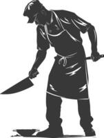 AI generated Silhouette butcher in action full body black color only vector