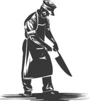 AI generated Silhouette butcher in action full body black color only vector