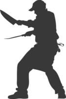 AI generated Silhouette butcher in action full body black color only vector