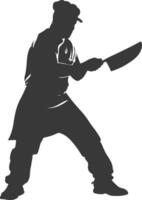 AI generated Silhouette butcher in action full body black color only vector