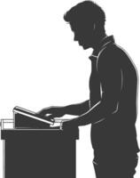 AI generated Silhouette Cashier in action full body black color only vector