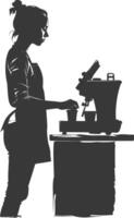 AI generated Silhouette Cashier in action full body black color only vector