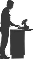 AI generated Silhouette Cashier in action full body black color only vector