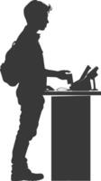 AI generated Silhouette Cashier in action full body black color only vector