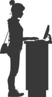 AI generated Silhouette Cashier in action full body black color only vector