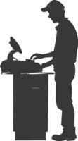 AI generated Silhouette Cashier in action full body black color only vector