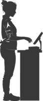 AI generated Silhouette Cashier in action full body black color only vector