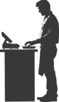 AI generated Silhouette Cashier in action full body black color only vector