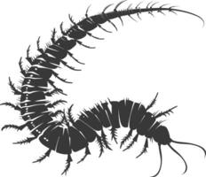 AI generated Silhouette centipede Insect animal black color only vector