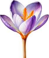 AI generated Watercolor painting of a Saffron Crocus flower. png