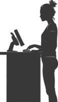 AI generated Silhouette Cashier in action full body black color only vector