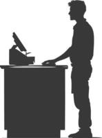 AI generated Silhouette Cashier in action full body black color only vector