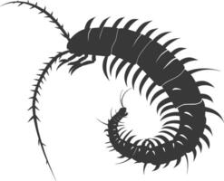 AI generated Silhouette centipede Insect animal black color only vector