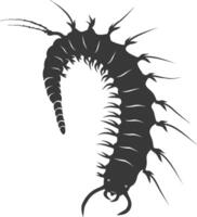 AI generated Silhouette centipede Insect animal black color only vector