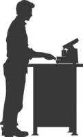 AI generated Silhouette Cashier in action full body black color only vector