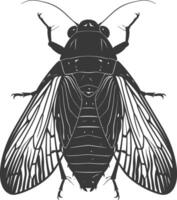 AI generated Silhouette cicada Insect animal black color only vector