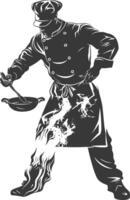 AI generated Silhouette Chef in action full body black color only vector