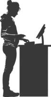 AI generated Silhouette Cashier in action full body black color only vector