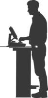 AI generated Silhouette Cashier in action full body black color only vector