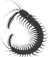 AI generated Silhouette centipede Insect animal black color only vector