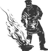 AI generated Silhouette Chef in action full body black color only vector